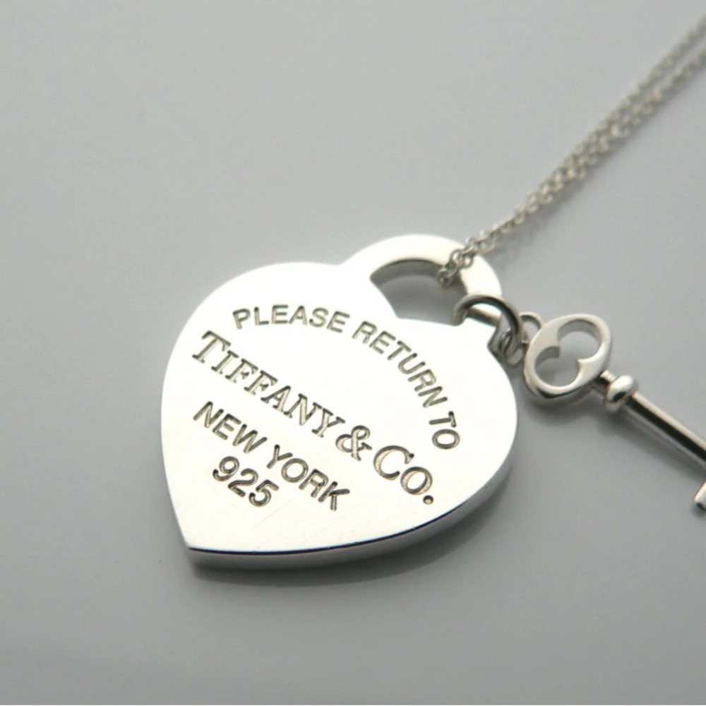 Tiffany & Co. Silver Heart & Key Necklace